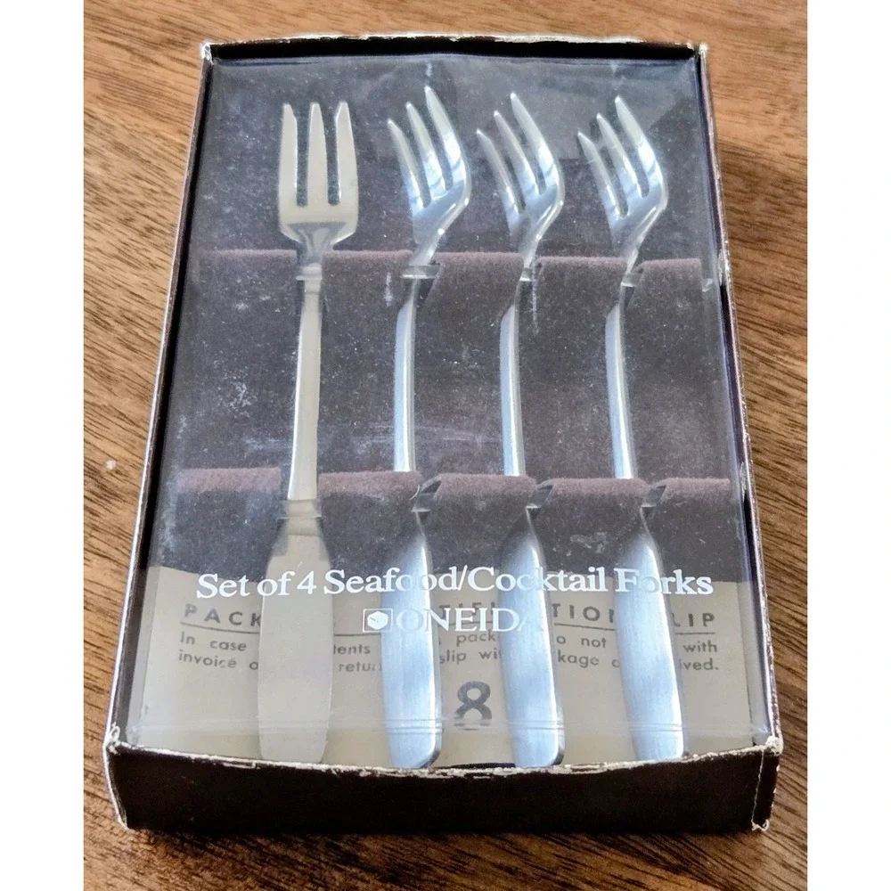 Vintage Oneida Paul Revere Set Of (4) Stainless Steel Seafood/Cocktail Forks